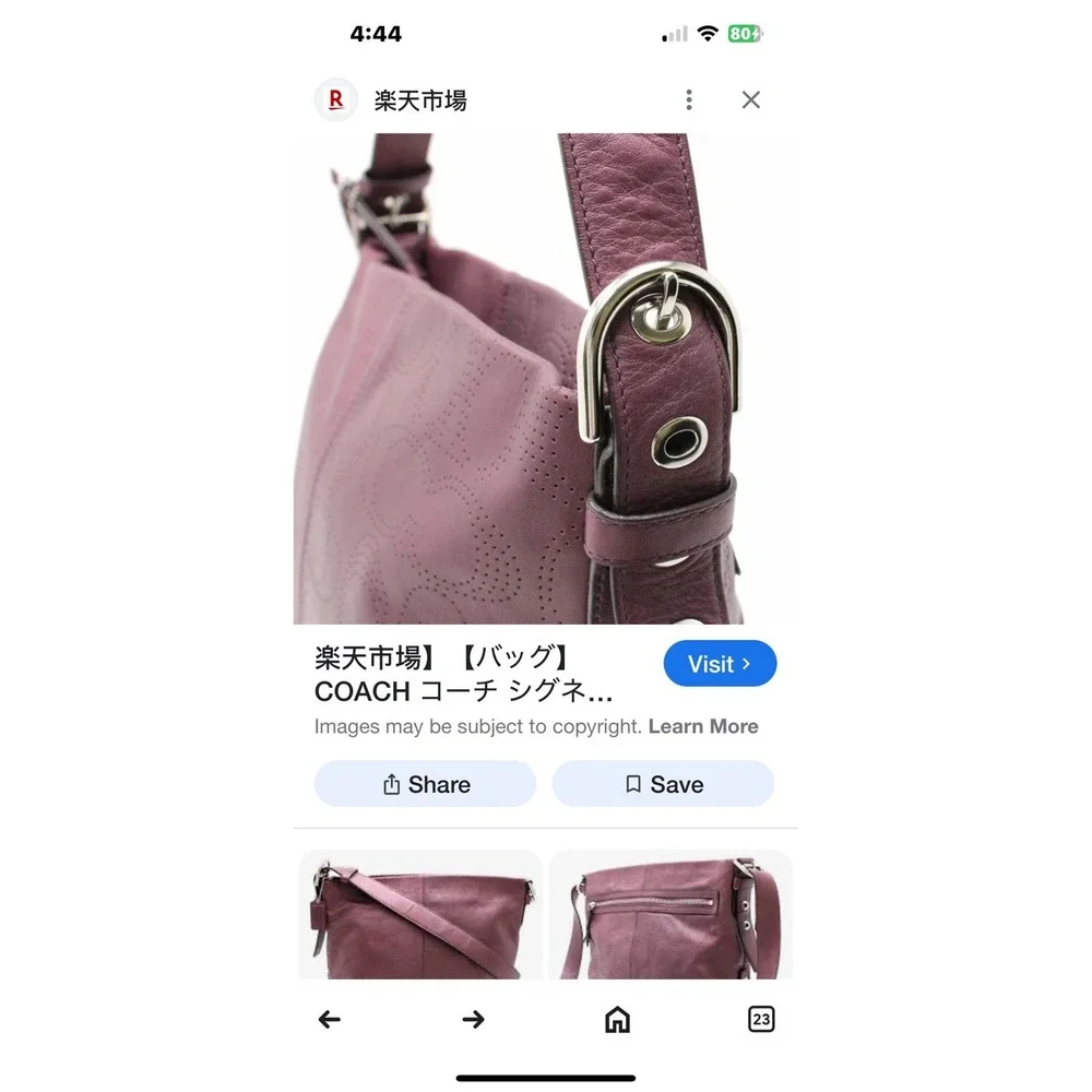 Coach Bag Purple Hobo Style Shape F19407‎